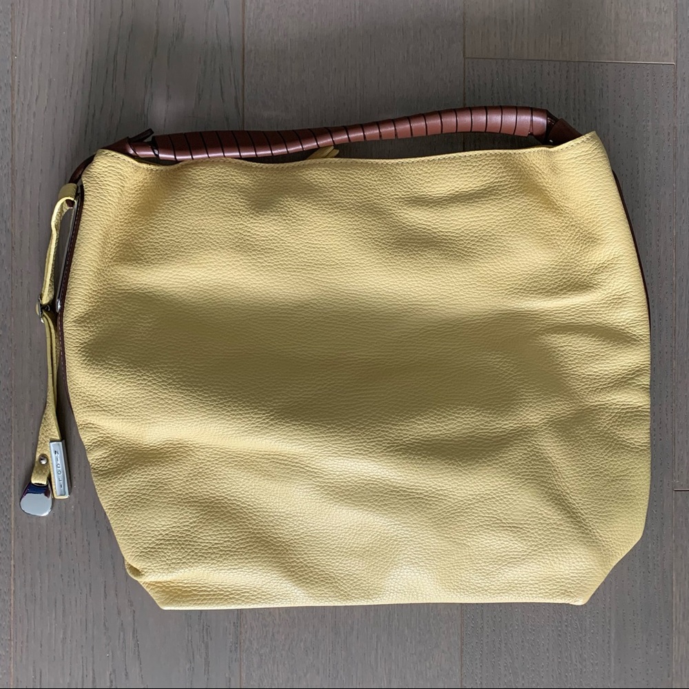 NICOLI Yellow Leather Hobo Satchel